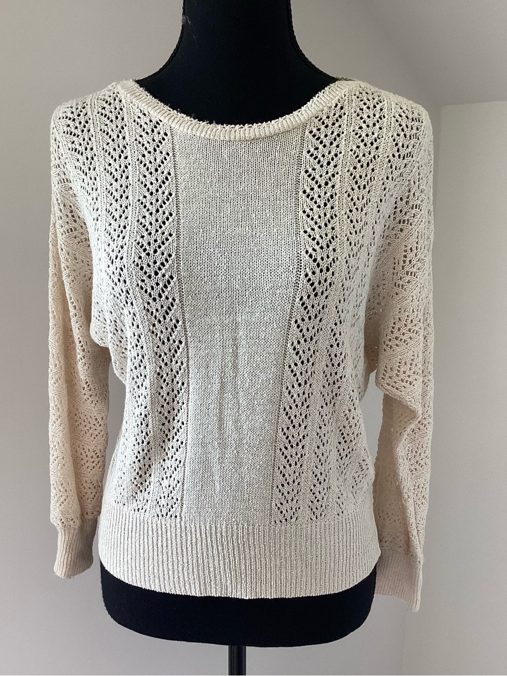Vintage It’s Pure Gould Pointelle Knit Sweater Coastal Cottagecore USA Size Med